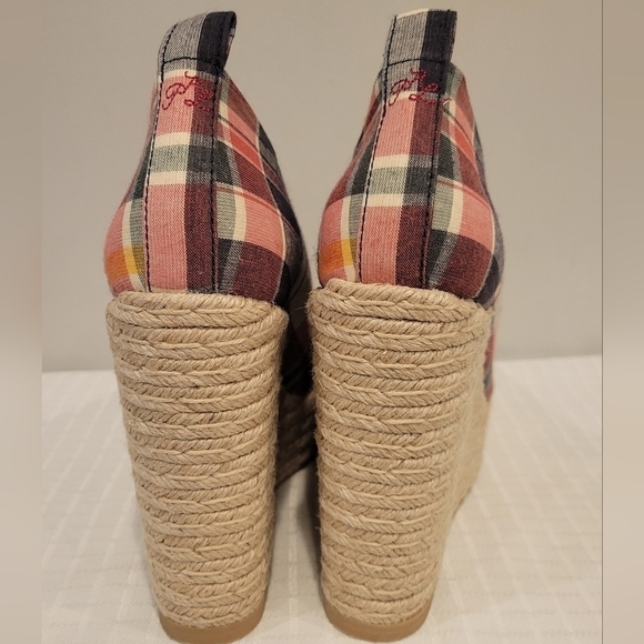 NEW Polo Ralph Lauren  Madras Print Slip On Wedge Espadrille Square Toe  SZ-8 - Picture 7 of 10